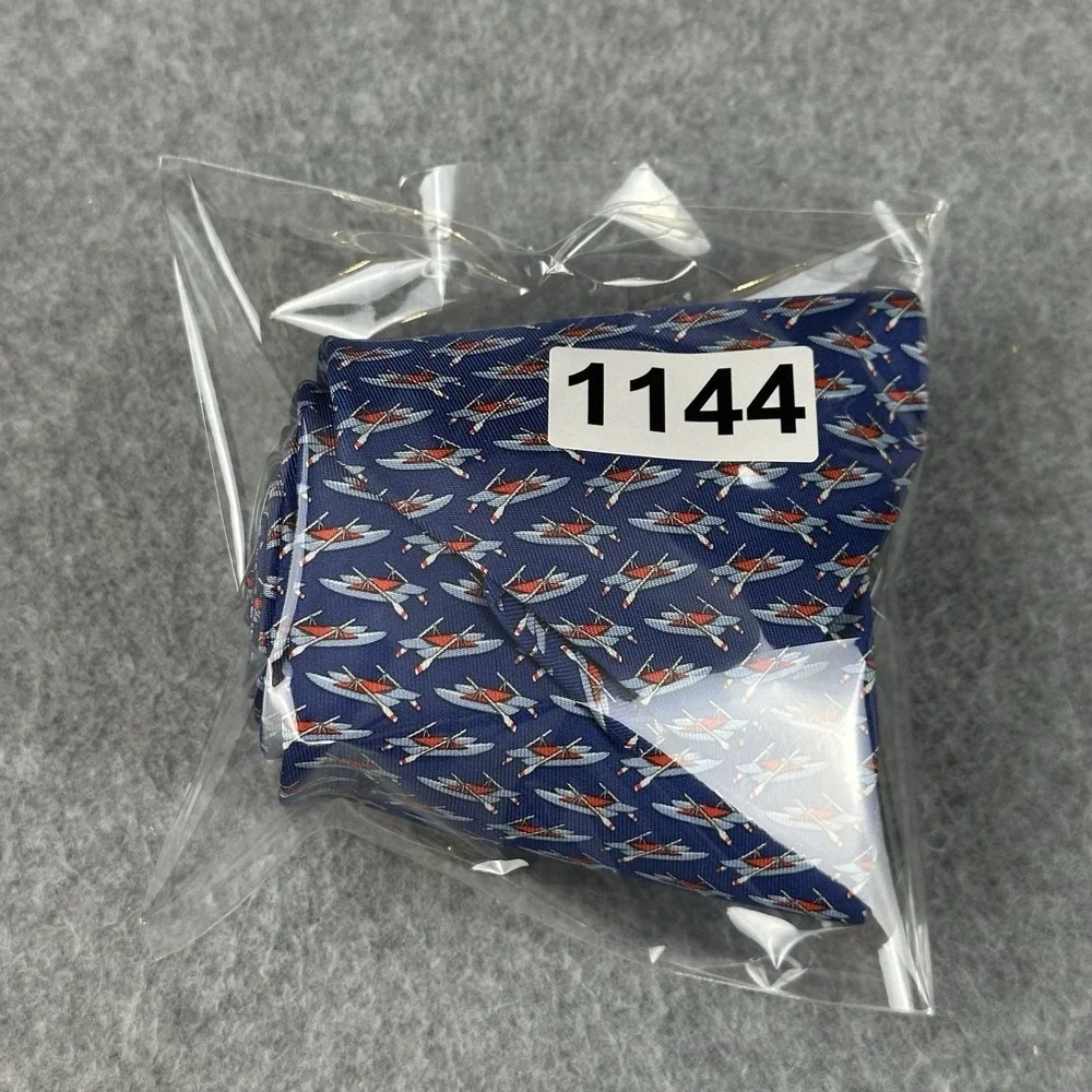 Vintage Salvatore Ferragamo Silk Tie Rowing Scull Boat Print Italy Blue 58x3.6